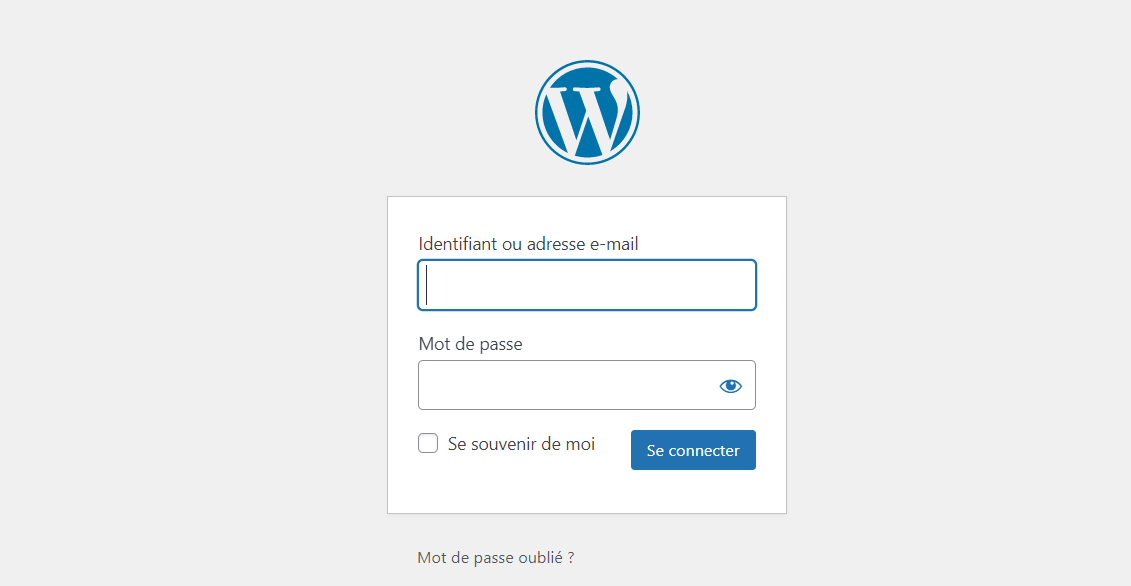 Page de connexion WordPress